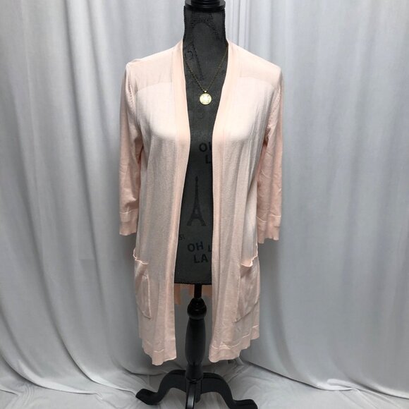 Kim Gravel Belle Cardigan Womens Size Small Pink Open Front Lightweight Sweater - Picture 1 of 6